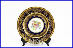 1-5 Stunning Aynsley Cobalt Blue & Gold Floral 10.5 Cabinet Dinner Plate(s) 7959