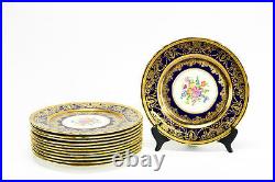 1-5 Stunning Aynsley Cobalt Blue & Gold Floral 10.5 Cabinet Dinner Plate(s) 7959