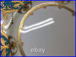 (1) Minton Davis Collamore 5th Ave Dinner Plate 10-1/8 Blue & Gold with Gold Rim