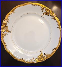 1 set of 8- 10 3/4 Dinner Plates-Walbrzych Poland WLB3 HeavyGold gilded Scrolls