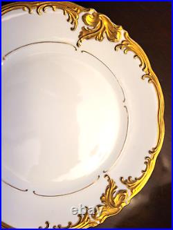 1 set of 8- 10 3/4 Dinner Plates-Walbrzych Poland WLB3 HeavyGold gilded Scrolls