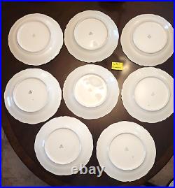 1 set of 8- 10 3/4 Dinner Plates-Walbrzych Poland WLB3 HeavyGold gilded Scrolls