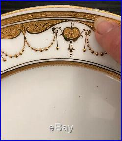 10 Antique 1900's Minton Gold Encrusted G7962 Dinner Plates Gilman Collamore NY