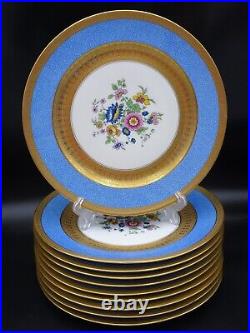 10 Antique Charles Ahrenfeldt Limoges Floral Gold Encrusted 10 1/4 Plates