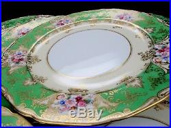 10 Antique Noritake Nippon China Hand Painted Gold Encrusted 10 Dinner Plates