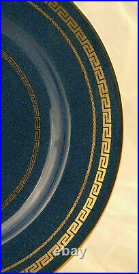 10 Antique Wedgwood Blue & Gold Greek Key Dinner Plates WH Plummer 5th Ave NYC