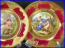 10 Bohemia Maidens 24kt Gold Encrusted Gold 10.75 Dinner Plates Set Artist Rean
