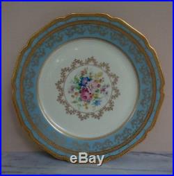 10 Bohemia Royal Ivory Porcelain China Blue Gold Floral Dinner Plates Plate Set