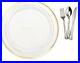 10-Dinner-Wedding-Disposable-Plastic-Plates-silverware-white-gold-rim-01-mbp