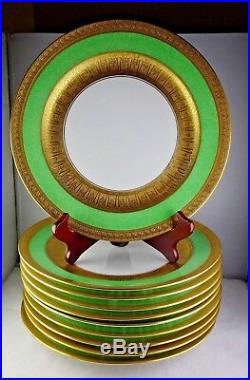 10 Epiag Czechoslovakia Porcelain D'Or Studies Gold Encrusted Green Dinner Plate