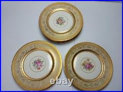 10 H&C Heinrich & Co Selb Bavaria Gold Encrusted Flower Dinner Plates 11