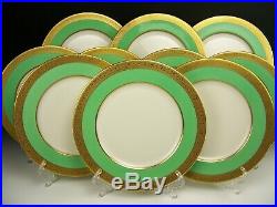 10 Lenox Green Raised Gold Encrusted Dinner Plates Made For Ovington Bros Ny