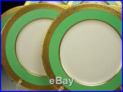 10 Lenox Green Raised Gold Encrusted Dinner Plates Made For Ovington Bros Ny