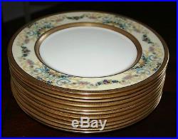10-RARE Gold Encrusted LENOX for J E CALDWELL Floral & Fruit Swags Dinner Plates