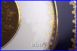 10 RB France Antique Porcelain Dinner Plates Cobalt with Intricate Gold
