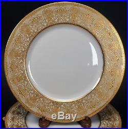 10 STUNNING & RARE Antique Lenox Heavy Gold Hand Painted Dinner Plates 1830/A