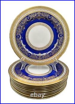 10 Vintage Lenox Cobalt and Gold Rim With Off-White Center Dinner Plates