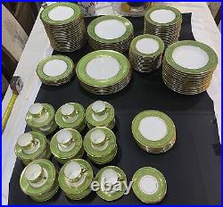 107 pcs Coalport green gold dinner & espresso set