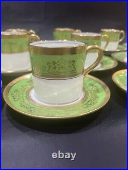 107 pcs Coalport green gold dinner & espresso set