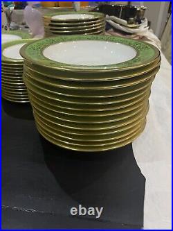 107 pcs Coalport green gold dinner & espresso set