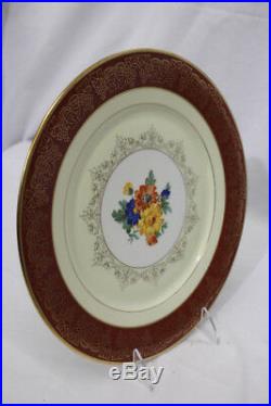 10pc Vintage TK Thun Bavaria RED/GOLD Floral 10.5 Dinner Plates, Czechoslovakia