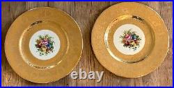 11 1940's Royal China Warranted 22 Carat Gold Floral Center 10¼ Dinner Plates