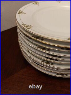 11 Art Deco THISTLE Royal China Austria Dinner Plates 9.5 18K Gold Design