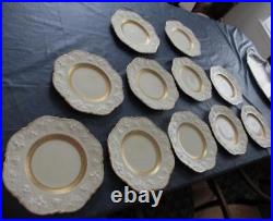 11 Crown Ducal Elegant Gold Accented Embossed Rim Shape A Dinner Plates