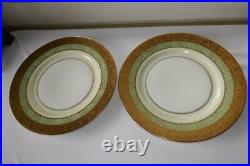 11 Hutschenreuther Gold Encrusted Filigree On Green Dinner Plates 10