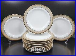 11 Mikasa Cambridge Y0501 Dinner Plates Set 10.5 Gold Accent Elegant Dishes Lot