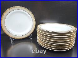 11 Mikasa Cambridge Y0501 Dinner Plates Set 10.5 Gold Accent Elegant Dishes Lot