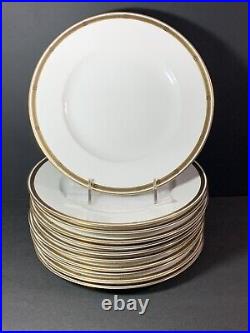 11 PC HUTSCHENREUTHER SELB 10 5/8 Gold Encrusted GREEK KEY FLORAL DINNER PLATES