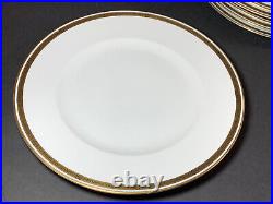 11 PC HUTSCHENREUTHER SELB 10 5/8 Gold Encrusted GREEK KEY FLORAL DINNER PLATES