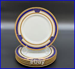 11-Piece Set of BROUGHAM Fine China Cobalt Blue & Gold Dinner + Salad Plates