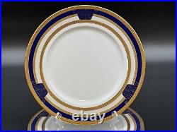 11-Piece Set of BROUGHAM Fine China Cobalt Blue & Gold Dinner + Salad Plates