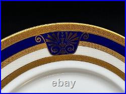 11-Piece Set of BROUGHAM Fine China Cobalt Blue & Gold Dinner + Salad Plates