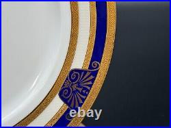 11-Piece Set of BROUGHAM Fine China Cobalt Blue & Gold Dinner + Salad Plates