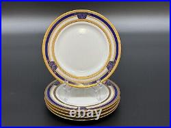 11-Piece Set of BROUGHAM Fine China Cobalt Blue & Gold Dinner + Salad Plates