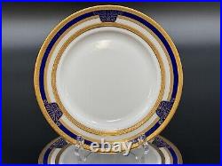 11-Piece Set of BROUGHAM Fine China Cobalt Blue & Gold Dinner + Salad Plates