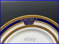 11-Piece Set of BROUGHAM Fine China Cobalt Blue & Gold Dinner + Salad Plates