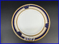 11-Piece Set of BROUGHAM Fine China Cobalt Blue & Gold Dinner + Salad Plates