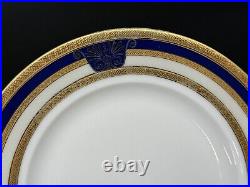 11-Piece Set of BROUGHAM Fine China Cobalt Blue & Gold Dinner + Salad Plates