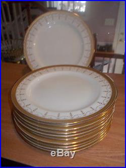 11 Royal Cauldon 10 Dinner Plates Gold Encrusted Band & Filigree On Cream
