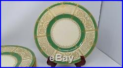 11 Royal Worcester China Dinner Plates Green with Gold accents & trim Stunning