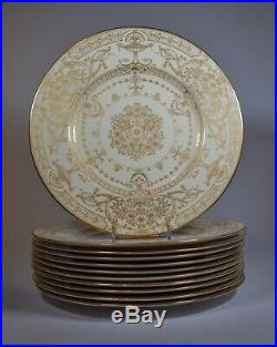 11 Royal Worcester Dinner Plates Cream with Gold Gilt
