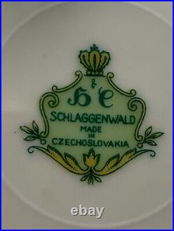 11 Schlaggenwald VIENNA DINNER PLATES Ivory Blue & Gold Vintage Czechoslovakia