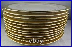 11 Syracuse China Bracelet Large Dinner Plates Gold Encrusted Band Ivory Body
