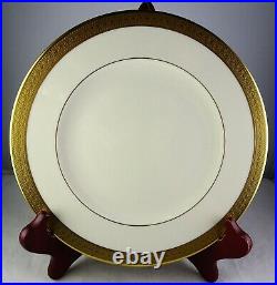 11 Syracuse China Bracelet Large Dinner Plates Gold Encrusted Band Ivory Body