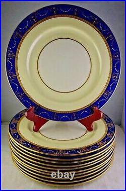 11 Vintage Lenox Old Mark Raised Gold Dots Swags Cobalt Band Dinner Plates D314B