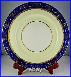 Set of 8 LENOX Sabrina 8 Wide Gold Trim Salad or Dessert Plates Vintage Bone China Blue Shell Bridal Wedding Shower Gift